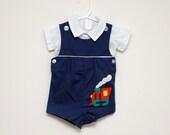 Vintage 1970s/80s two-piece train romper outfit