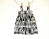 Upcycled Vintage Apron Dress / Black Gingham with Ric Rac trim / 'Nadine' size 6-12 months / OOAK / Ready to Ship