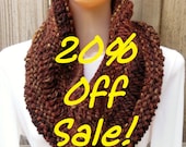 Sale. Knit Cowl. Chunky Knit Cowl. Oversized Hand Knit Unisex Scarf in Sequoia Brown