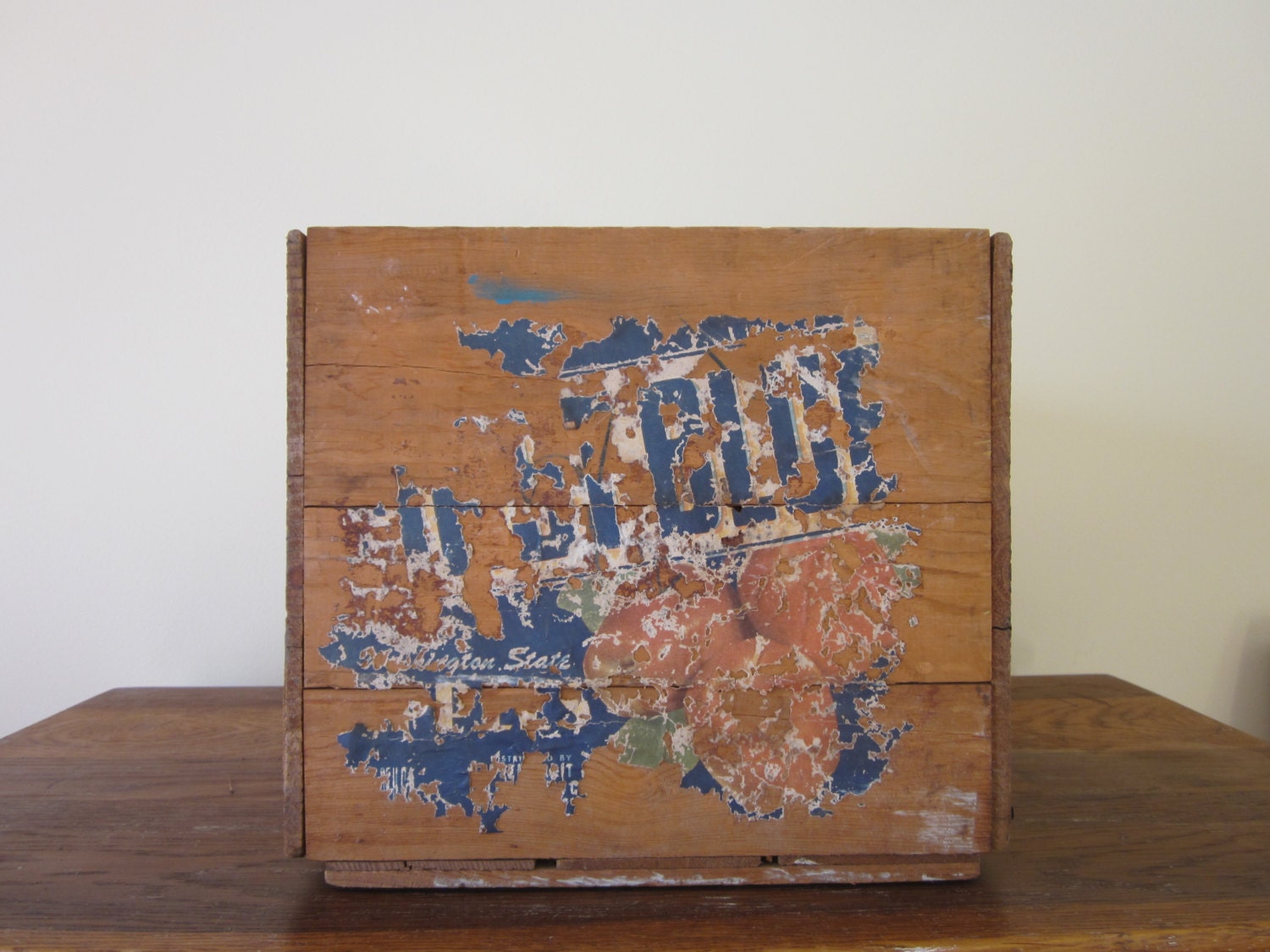 large vintage wooden fruit crate
