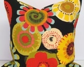 FLORAL OUTDOOR PILLOW.18x18 inch.Decorator Pillow Covers.Printed Fabric Front and Back.Indoor. Outdoor