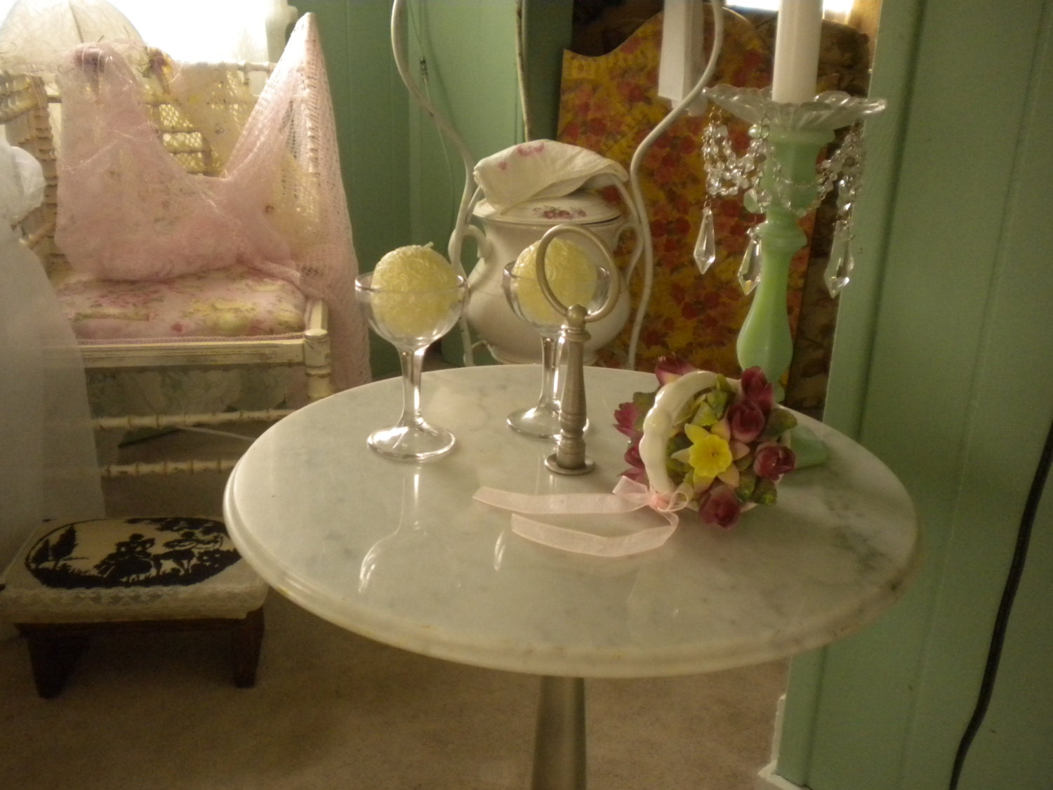Beautiful Upcycled Vintage Marble Top Table, Hollywood Regeny,Victorian,French,French Country,Eclectic,Shabby Chic