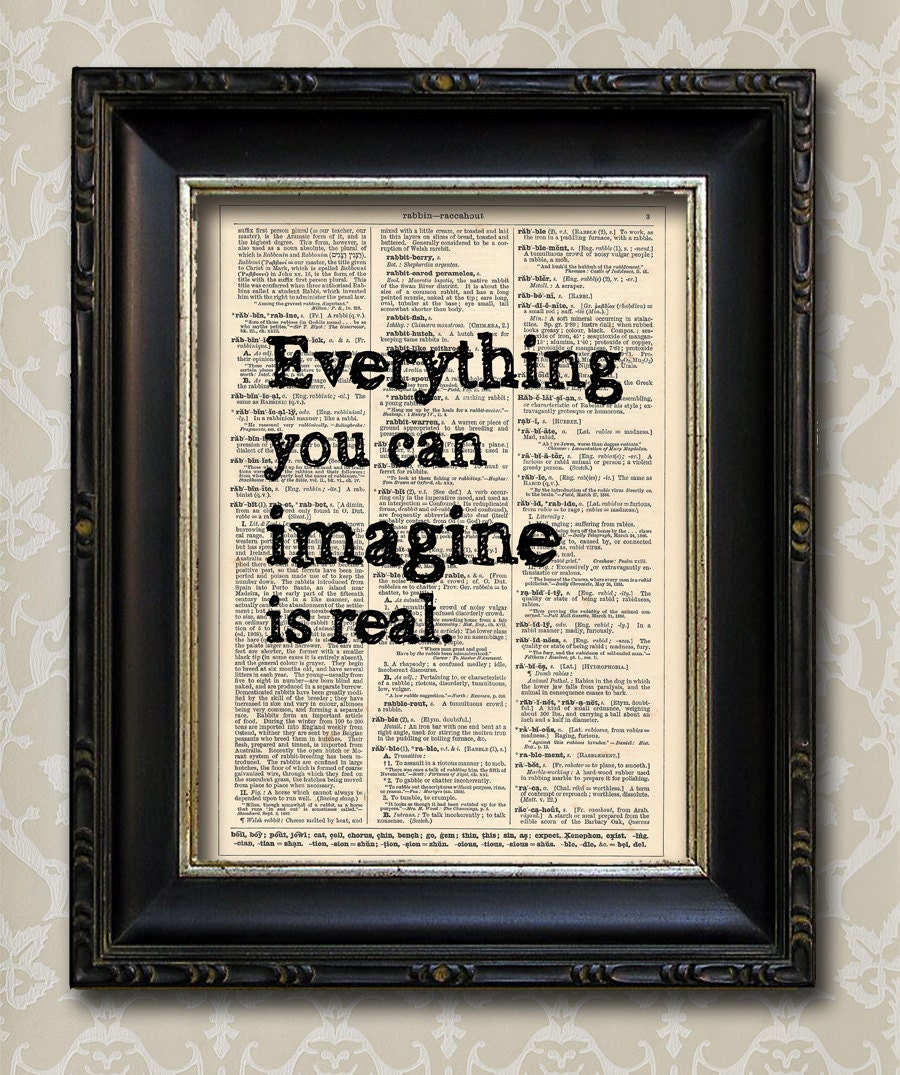 Everything You Can Imagine Is Real - Pablo Picasso Quote,Vintage Dictionary Print, Art Print, Recycled Book Print Buy 3 get 1 FREE