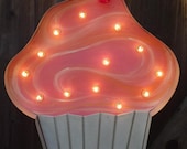 24" Cupcake Marquee Hollywood Lighted Metal & Wood Custom