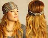 Chevron Wide Turban Headband womens hair accessories hairwrap gift for her zig zag