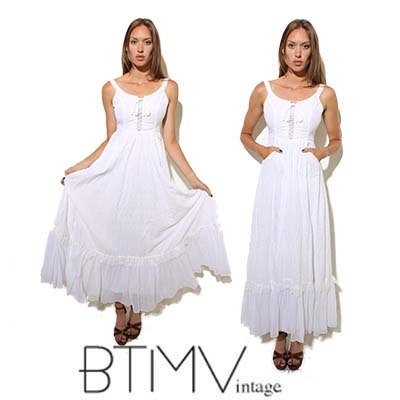 70s GUNNE SAX white cut out lace clover dress gown prairie wedding lace up corset maxi long ruffle crochet folk XS S