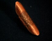medieval etched shield ring - copper ring - armour ring