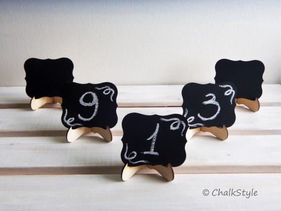 10 CHALKBOARDS with STAND Wedding Table Numbers Wedding Table Decor, Mini Scroll Table Numbers, Gift Tags, Favor Tags Il_570xn