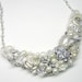 Soft White and Silver Bridal Statement Necklace -Rhinestones & Pearls Bridal bib- Vintage Inspired bridal accessory-Collage wedding jewelry