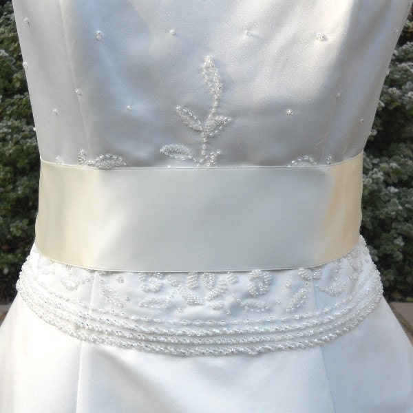 Simple Satin 4 inch Wedding Dress Sash in Soft Ivory READY TO SHIP