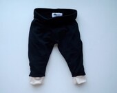 Girl's Leggings, Black Leggings with Pink Ankle Cuff, Toddler Girl's Stretch Pants