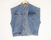 90s Denim Vest / Mens / Grunge / XXL