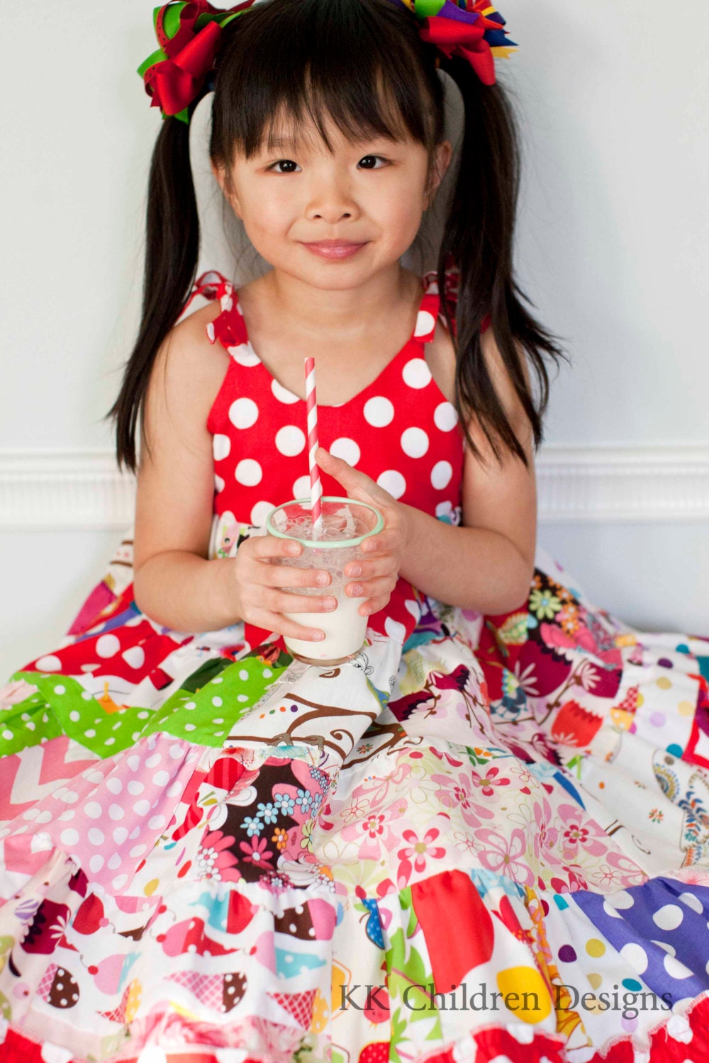 Girls Patchwork Twirl Dress - Rainbow Patchwork Dress - Rainbow Sundress - Custom Design - Twirl Dress - Sundress -  3T to 6T