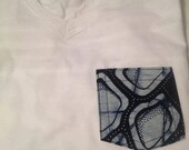 Comfort Cotton T shirt with an african print Bag in Front.Dope, Vintage