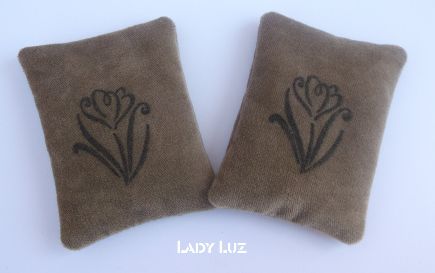 2  - Flowers Medium Weight Velvet Cotton Pillow Sachet  filled with French dried Lavender flowers bloom buds Aromatherapy Ornament