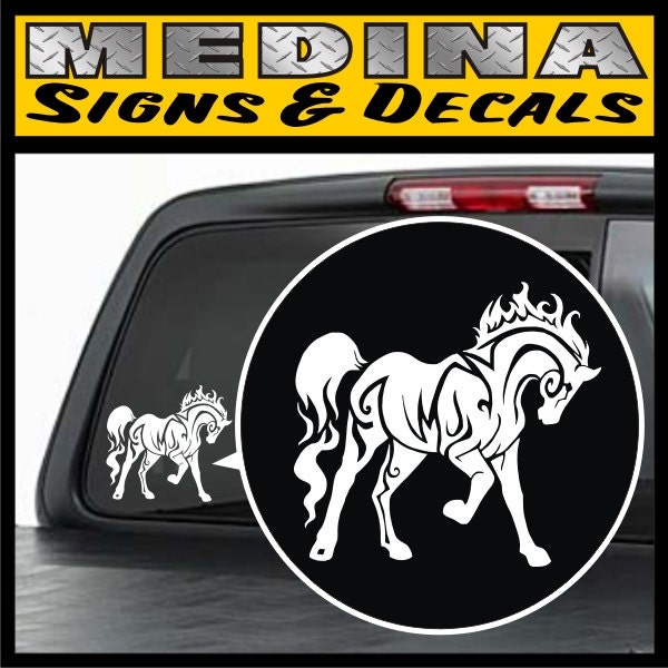 Tribal Horse Vinyl Decal / Sticker (White) Bumper Window Pickup Truck Jeep