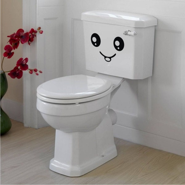 Smiley Face Toilet Seat Decal / Sticker / Label Wall Mural Art Funny Bathroom Graphic