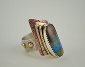 Peruvian Opal Ring - Metalsmith Designer Ring - Artisan Statement Ring