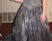 Women's Hand-dyed Gothic Wedding Gown/Halloween Party Dress/Black With Seed Pearls/ Size 9
