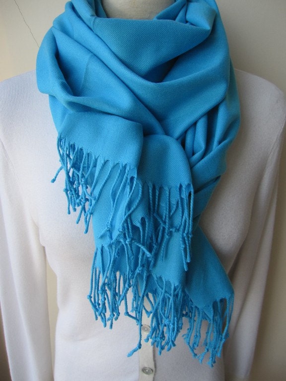 Turquoise blue scarf shawl, solid blue large Pashmina,Turkish scarf,Woman Scarf, Women's scarves, 2013 fashion trendy blue color