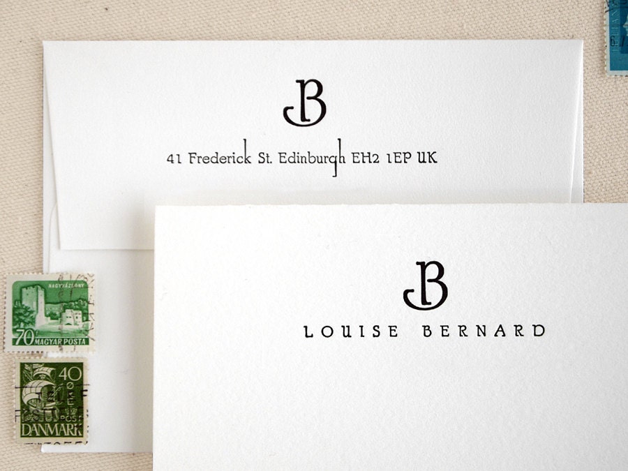 Art Nouveau Letterpress Stationery Set - Marais Style - Personalized Note Cards