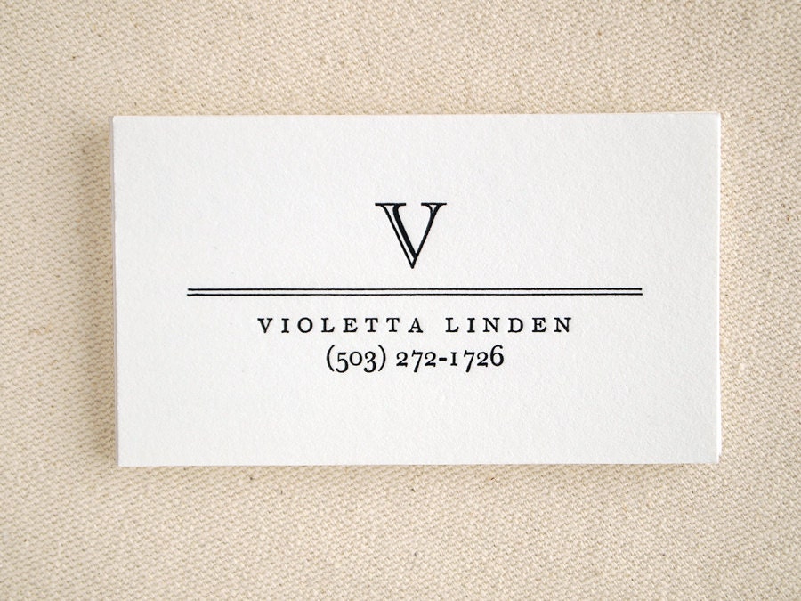 Simple Letterpress Calling Cards - Personalized Business Cards - Academy Style (50)