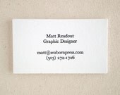 Simple Letterpress Business Cards - Classic Design - Black and White - Greenhouse (50)