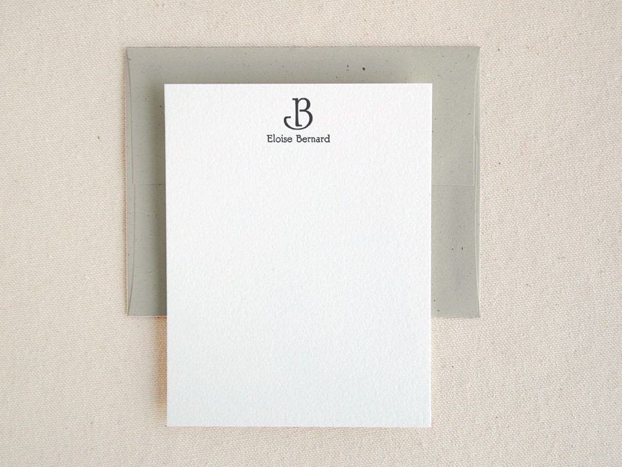 Letterpress Stationery Set - Art Nouveau Style - Personalized Note Cards - Marais (30)