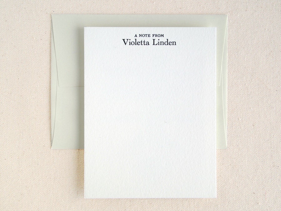 Personalized Stationery Set - Letterpress Modern Casual Flat Cards - Academy (30)