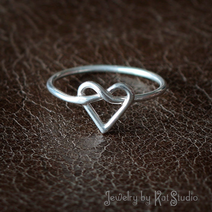 Heart Knot Ring - love knot ring - Infinity Heart ring - Sterling Silver 925 - 16 gauge - gift packaging