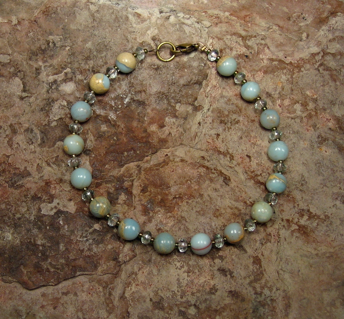 Aqua Terra (Impression) Jasper Anklet - Beach Jewelry - Sea Green Ankle Bracelet