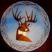 hand painted deer stool baby blue and brown primitive
