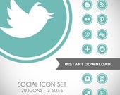 Social Media Icon Buttons - Blog or Website