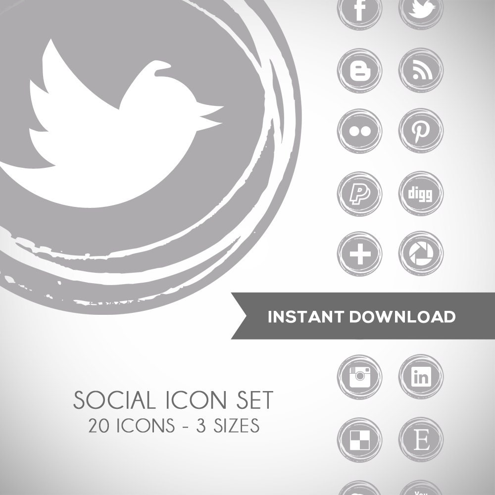Social Media Icon Buttons - Blog or Website