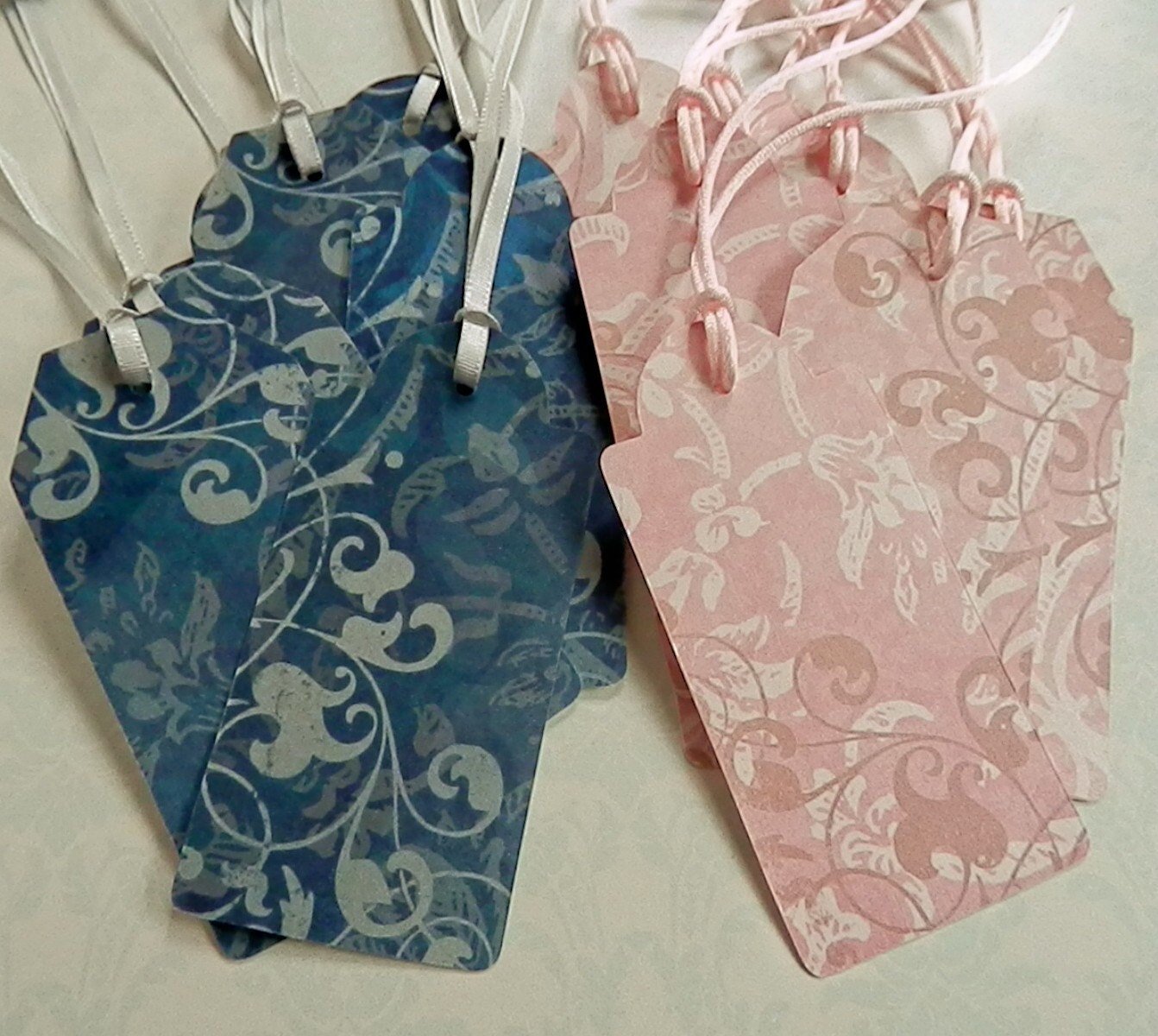 4 Large LUXE TAGS with subtle PEARLESCENT sheen