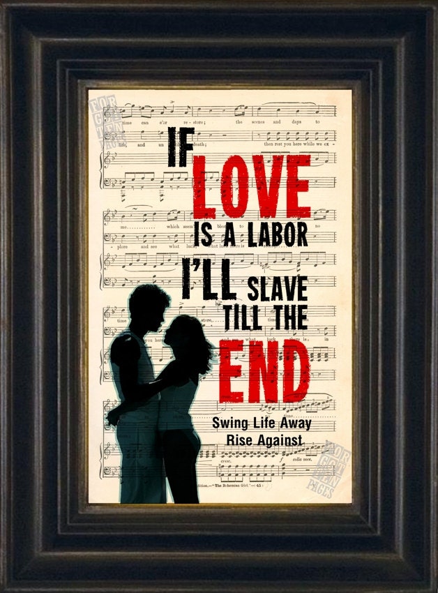 Rise Against- Swing Life Away lyric on Repurposed Sheet Music Page Mixed Media Digital Art