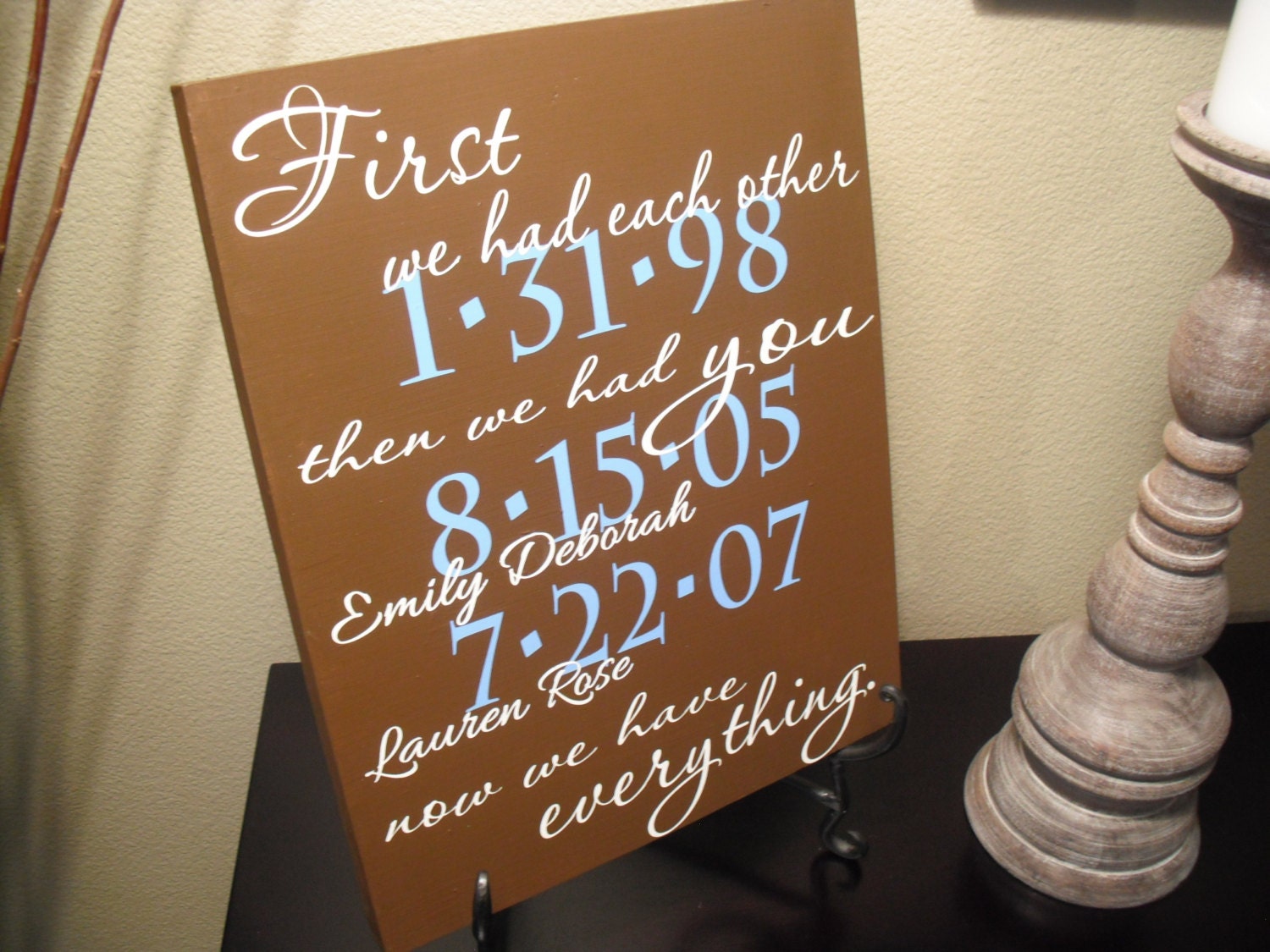 FIRST We Had Each Other - Custom Quote Sign - Important Dates Sign - Hand Painted Wood 11 x 12
