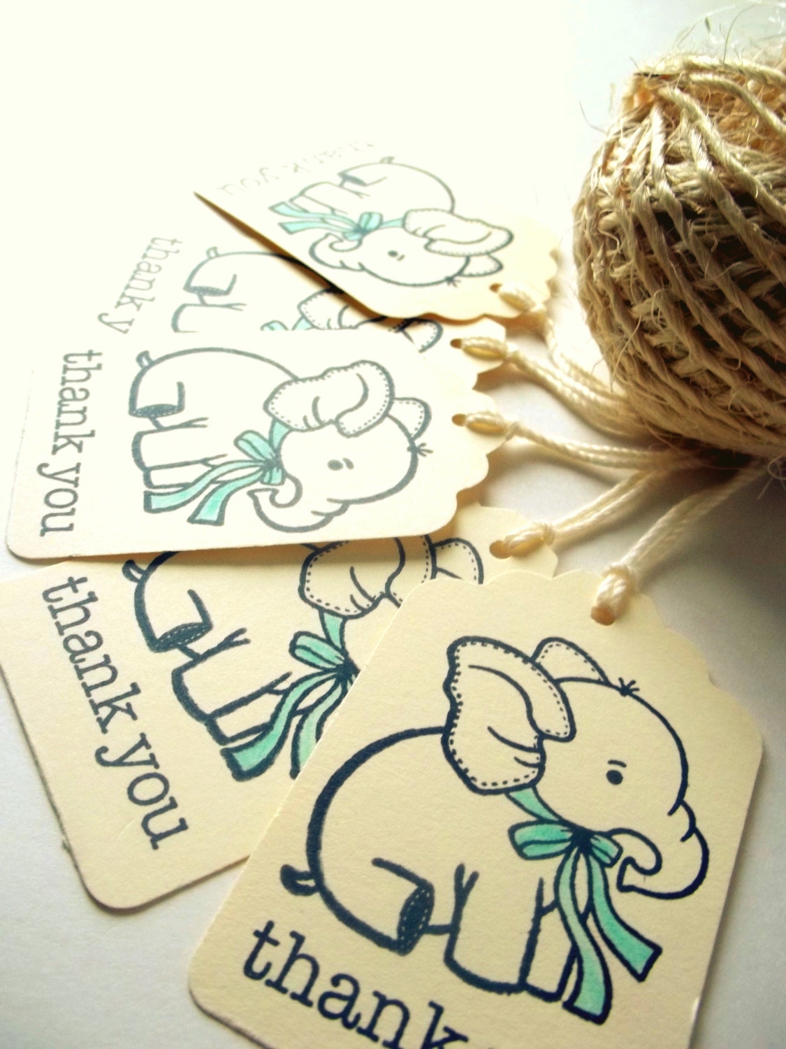 Elephant Baby Shower Favors, Thank You Tags Tags-Blue