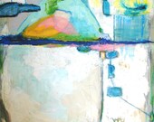 Abstract Painting Acrylic blue pink 36 x 48 modern wall art contemporary home decor by Cheryl Wasilow
