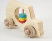 Rattle and Roll Wooden Toy Car - Organic Rattle and Wooden Car in One