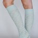 Fresh Mint Lacy Knit Leg Warmers with Ivory Vintage Lace Trim - Spring in Your Step Leg Warmers