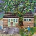 Virginia Woolf - Bloomsbury Group - greeting card - Monk's House - naive art - collage - garden - Sussex