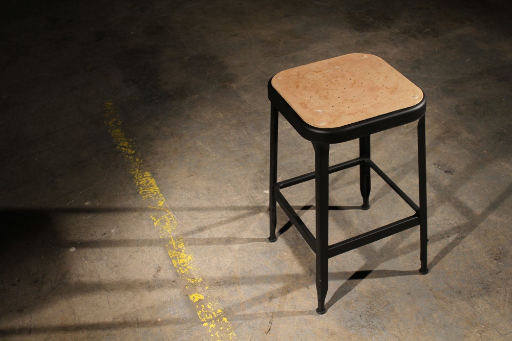 Vintage Industrial Machine Age Metal Shop Stool