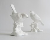 Pair of White Birds Upcyled Ornament Home Decor Up-Cycled