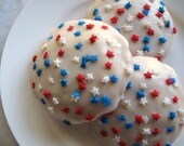 Red White and Blue - AMAZING All STARS Confetti Chocolate Glazed Sugar Cookies 1 Dozen