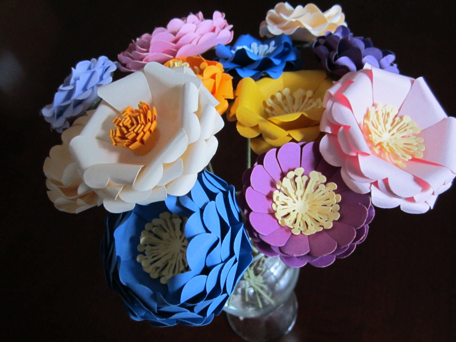 Assorted Paper Flower Bouquet - Pick Your Color(s) - Centerpiece - Wedding