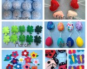 6 Months of Mini Felt Ornaments- Choose 6 themes to decorate year round