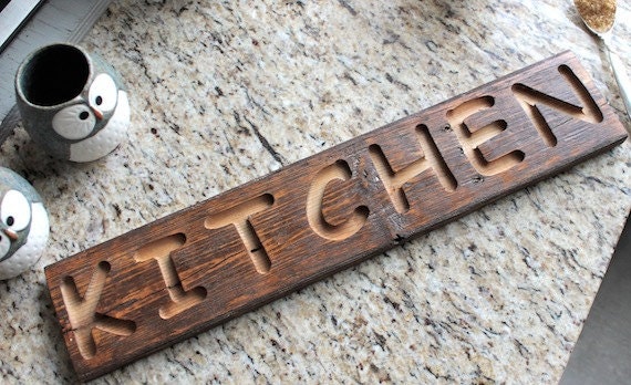 Kitchen Sign Rustic Industrial Eco Decor Reclaimed Wood - Spring Decor