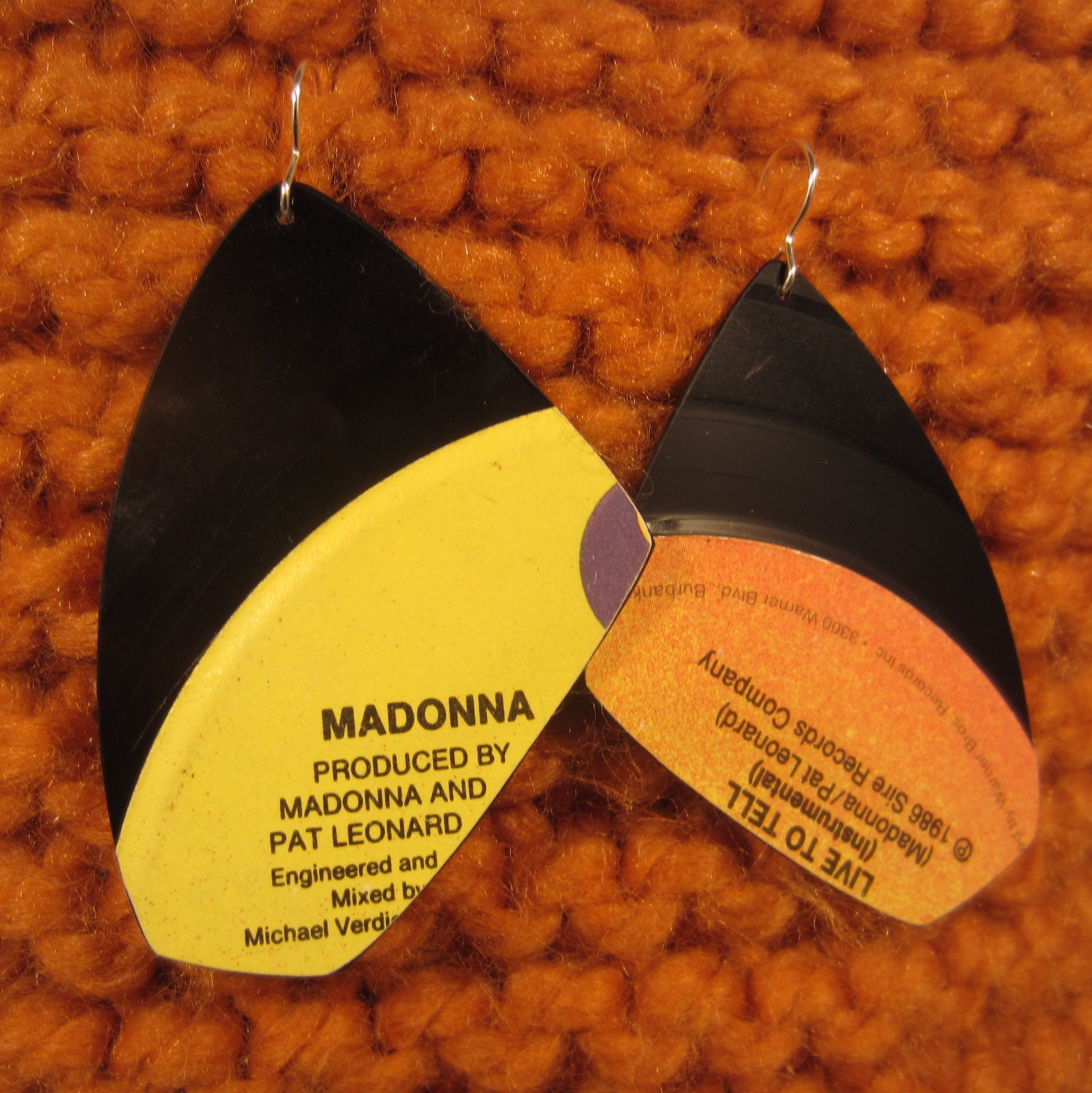 Vinyl Record Earrings: MADONNA "Live To Tell"