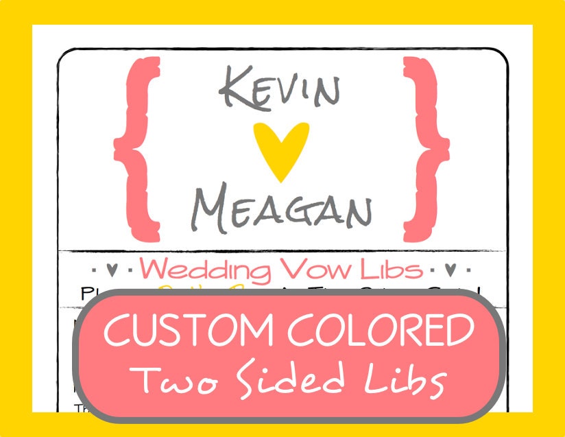 Wedding Vow MAD LIBS Game - Guest Book - Customizable PDF - Modern Rustic Design - Bridal Shower / Bachelorette